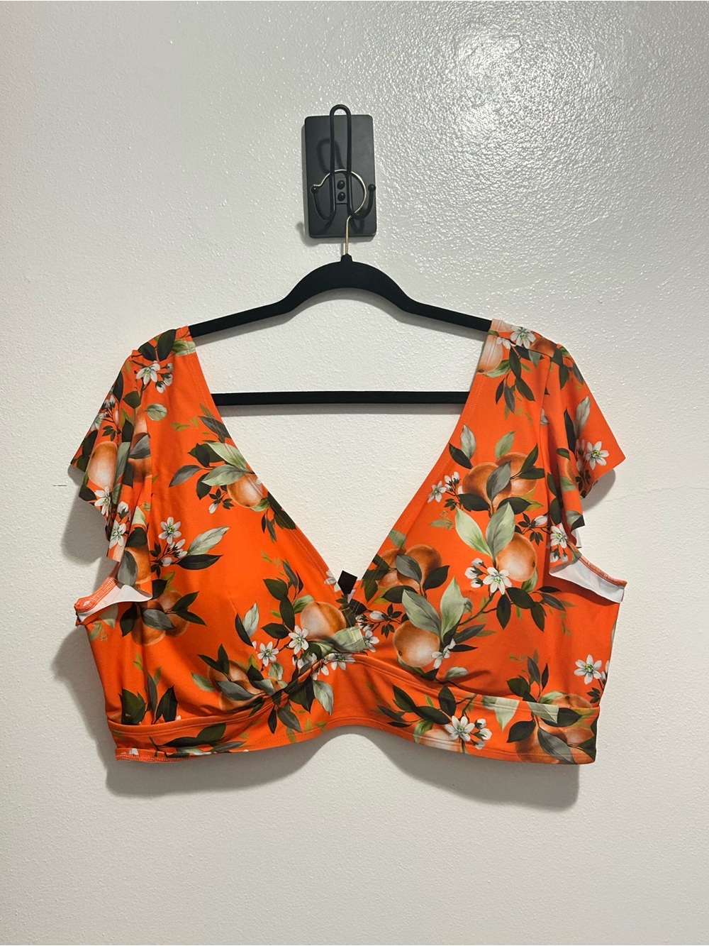 NWOT Torrid Retro Chic Orange Groves Citrus Ruffle Swim Bikini Top Size 4 4X